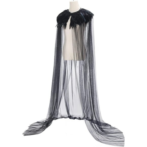 Womens Halloween Evil Queen Witch Cosplay Cloak Steampunk Black Carnival Costume - Picture 3 of 7